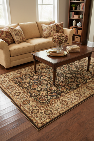 handmade Traditional Design Brown Lt. Tan Hand Knotted RECTANGLE 100% WOOL area rug 4' x 6'