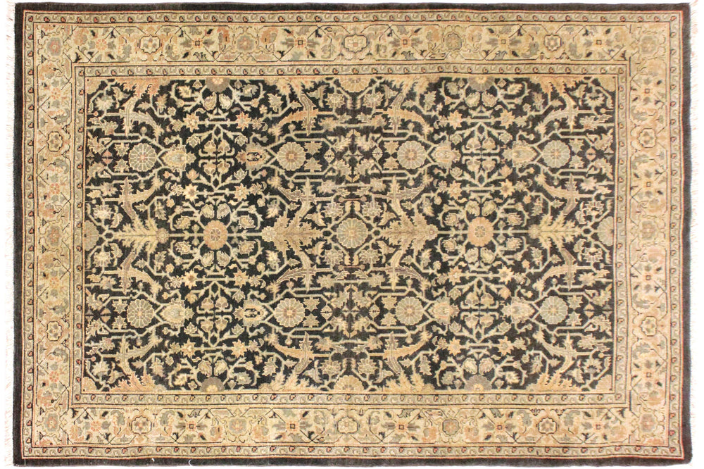 handmade Traditional Kafkaz Charcoal Beige Hand Knotted RECTANGLE 100% WOOL area rug 4x6