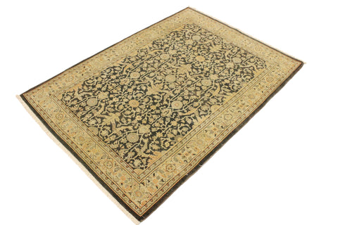 handmade Traditional Kafkaz Charcoal Beige Hand Knotted RECTANGLE 100% WOOL area rug 4x6