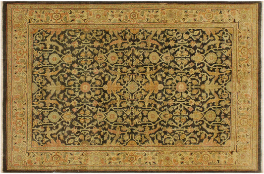 handmade Traditional Kafkaz Charcoal Beige Hand Knotted RECTANGLE 100% WOOL area rug 4x6