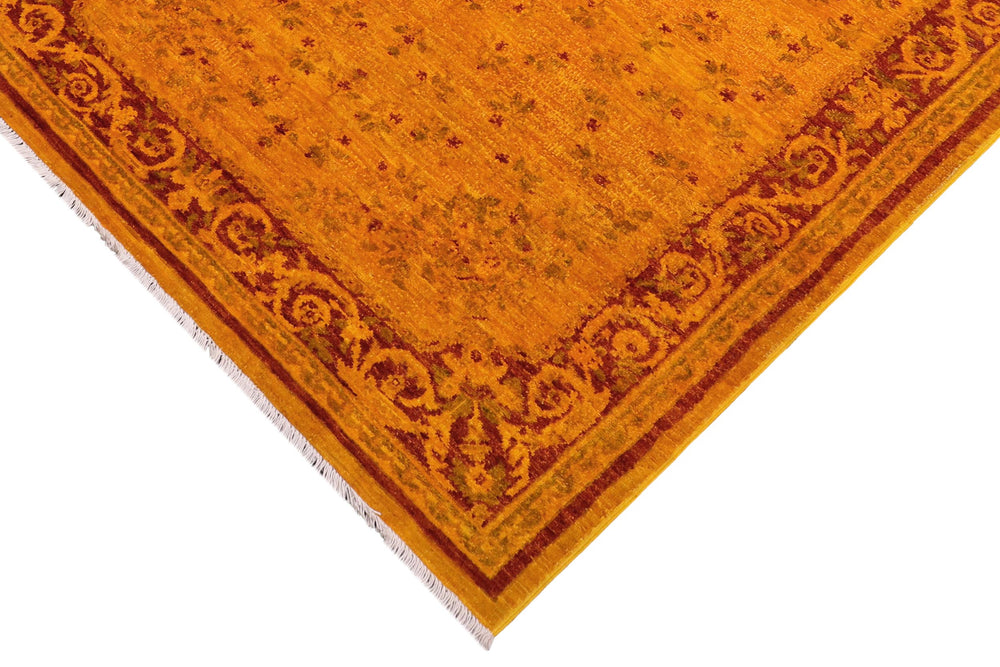 handmade Over Dyed Over Dyed Gold Red Hand Knotted RECTANGLE 100% WOOL area rug 4' x 6'
