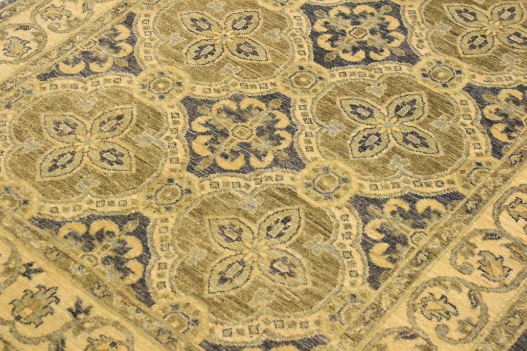 handmade Transitional Kafkaz Bluish Gray Tan Hand Knotted RECTANGLE 100% WOOL area rug 4 x 6