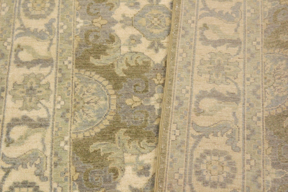 handmade Transitional Kafkaz Lt. Green Ivory Hand Knotted RECTANGLE 100% WOOL area rug 4' x 6'