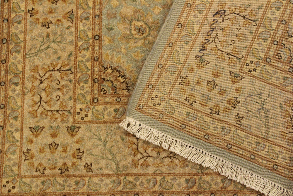 handmade Traditional Design Lt. Blue Gold Hand Knotted RECTANGLE 100% WOOL area rug 4' x 6'