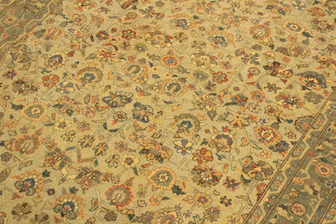 handmade Traditional Design Tan Green Hand Knotted RECTANGLE 100% WOOL area rug 4' x 6'