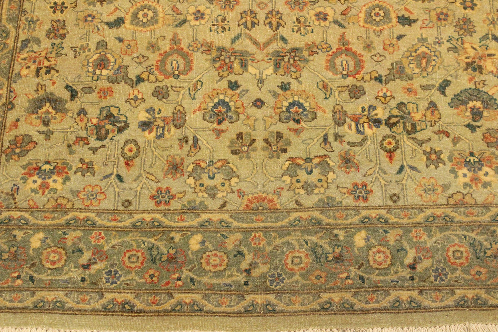handmade Traditional Design Tan Green Hand Knotted RECTANGLE 100% WOOL area rug 4' x 6'