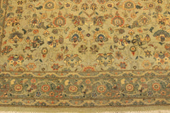 handmade Traditional Design Tan Green Hand Knotted RECTANGLE 100% WOOL area rug 4' x 6'
