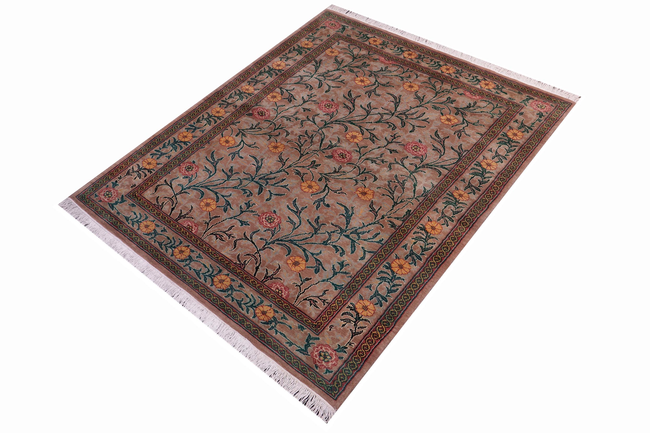 handmade Transitional Jasmain Lt. Brown Lt. Brown Hand Knotted RECTANGLE 100% WOOL area rug 4x6