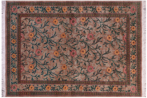 handmade Transitional Jasmain Lt. Brown Lt. Brown Hand Knotted RECTANGLE 100% WOOL area rug 4x6