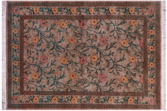 handmade Transitional Jasmain Lt. Brown Lt. Brown Hand Knotted RECTANGLE 100% WOOL area rug 4x6