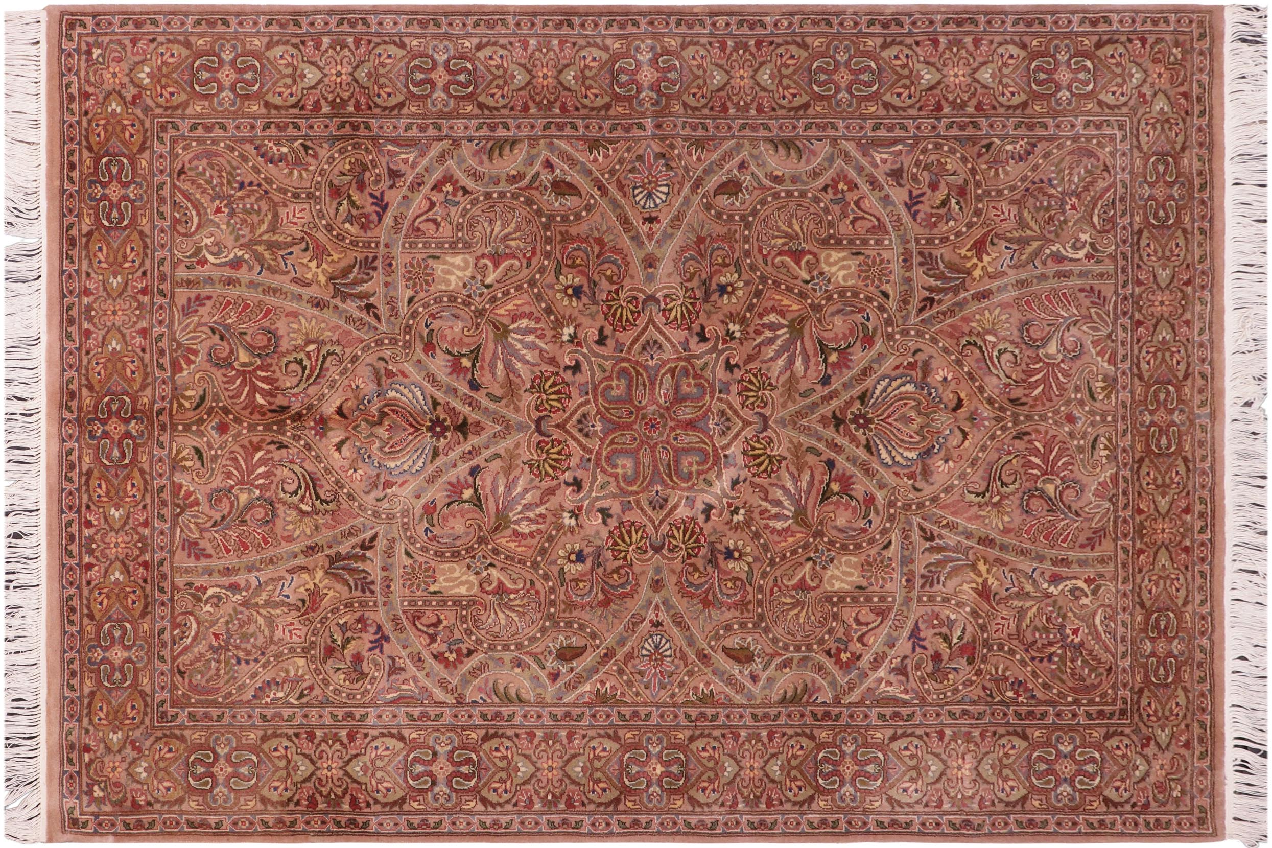 handmade Traditional Razia Lt. Brown Lt. Brown Hand Knotted RECTANGLE 100% WOOL area rug 4x6