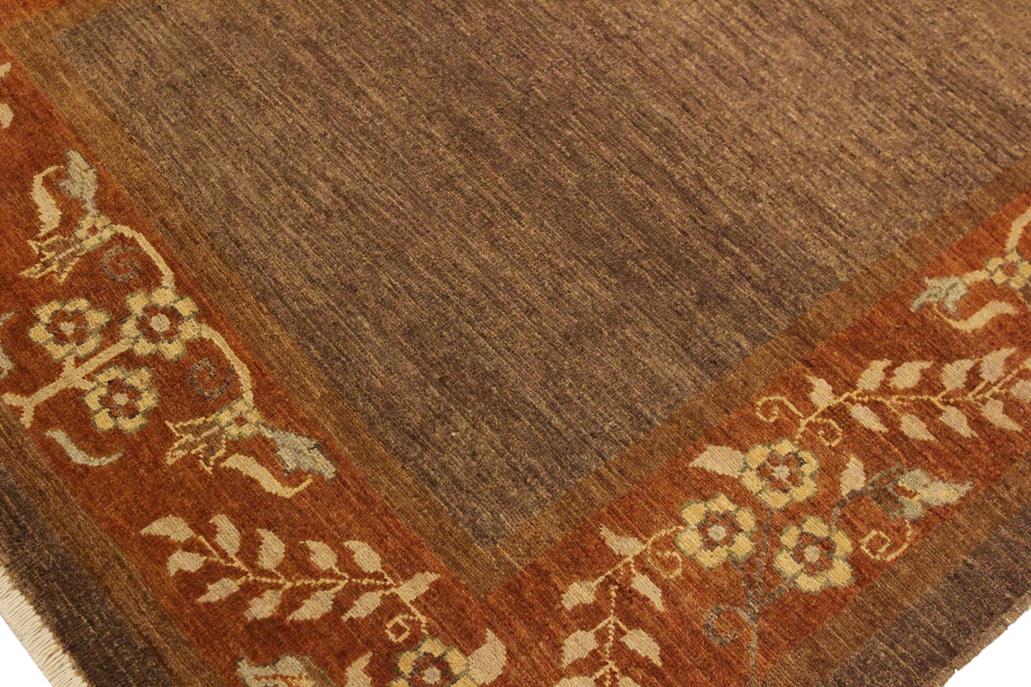 handmade Modern Gabbeh Brown Rust Hand Knotted RECTANGLE 100% WOOL area rug 4 x 6