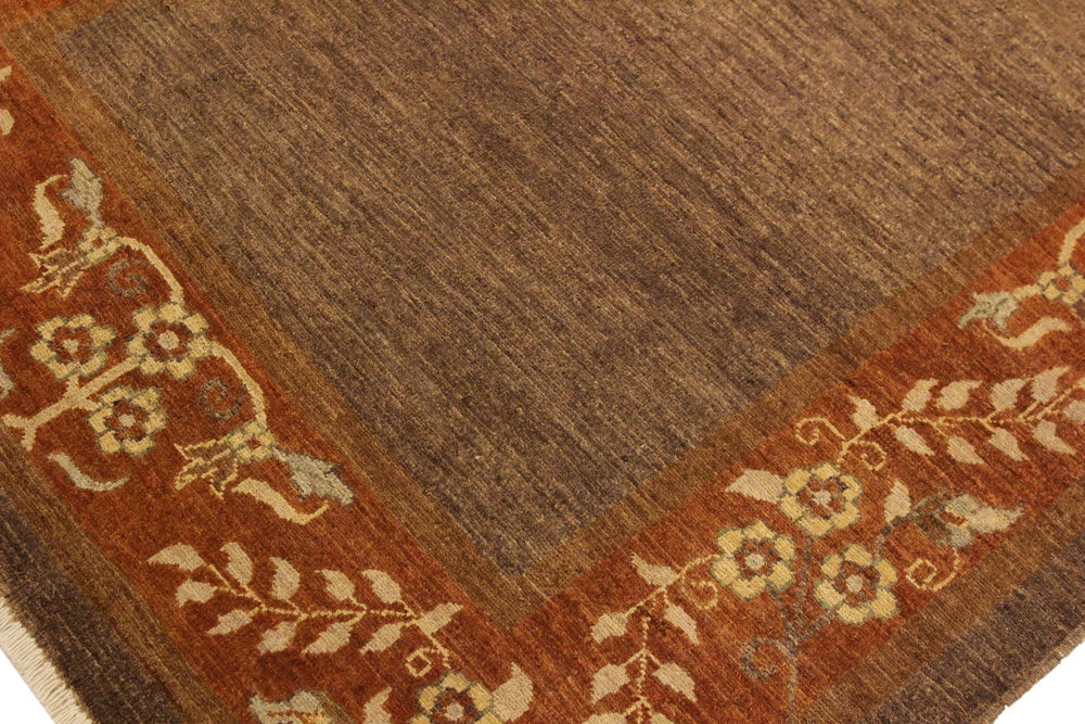 handmade Modern Gabbeh Brown Rust Hand Knotted RECTANGLE 100% WOOL area rug 4' x 6'