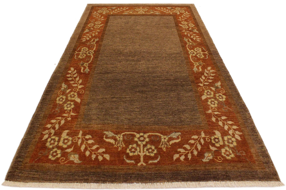 handmade Modern Gabbeh Brown Rust Hand Knotted RECTANGLE 100% WOOL area rug 4' x 6'