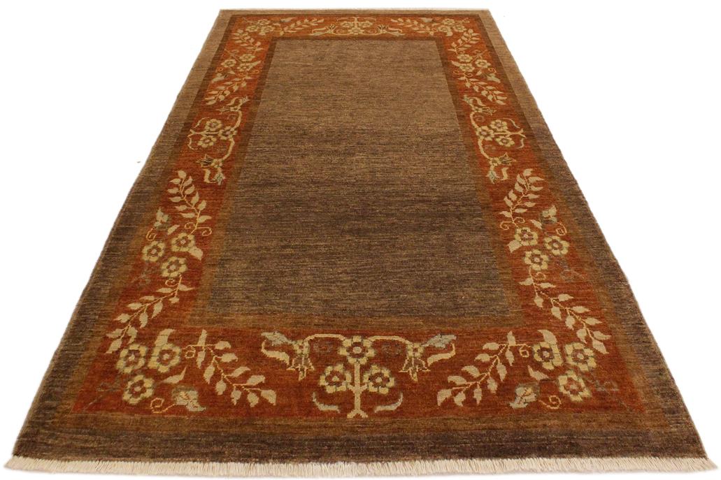 handmade Modern Gabbeh Brown Rust Hand Knotted RECTANGLE 100% WOOL area rug 4 x 6