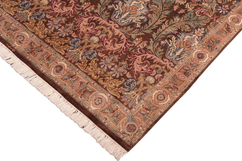 handmade Transitional Imran Brown Gold Hand Knotted RECTANGLE 100% WOOL area rug 8x10