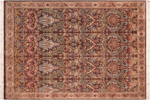 handmade Transitional Imran Brown Gold Hand Knotted RECTANGLE 100% WOOL area rug 8x10