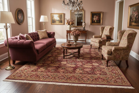 handmade Transitional Spring Red Brown Hand Knotted RECTANGLE 100% WOOL area rug 8x10