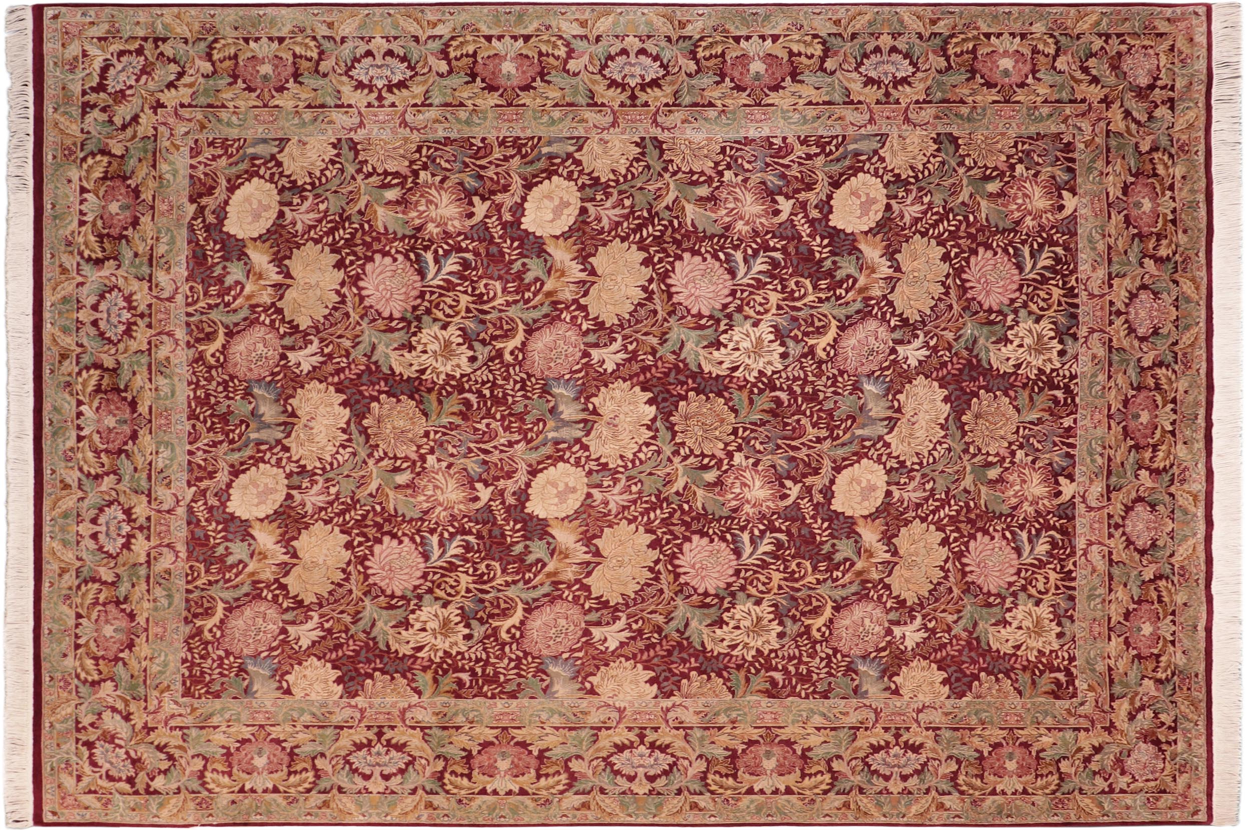 handmade Transitional Spring Red Brown Hand Knotted RECTANGLE 100% WOOL area rug 8x10