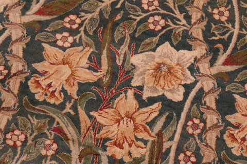 handmade Transitional Dafodils Green Gray Hand Knotted RECTANGLE 100% WOOL area rug 8x10