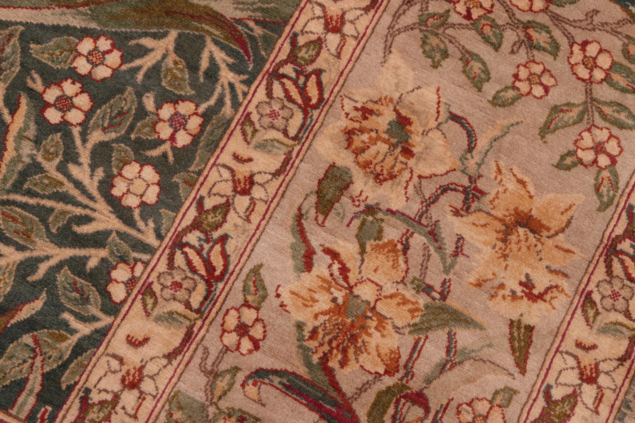 handmade Transitional Dafodils Green Gray Hand Knotted RECTANGLE 100% WOOL area rug 8x10
