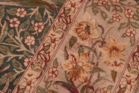 handmade Transitional Dafodils Green Gray Hand Knotted RECTANGLE 100% WOOL area rug 8x10