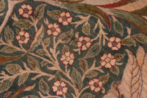 handmade Transitional Dafodils Green Gray Hand Knotted RECTANGLE 100% WOOL area rug 8x10