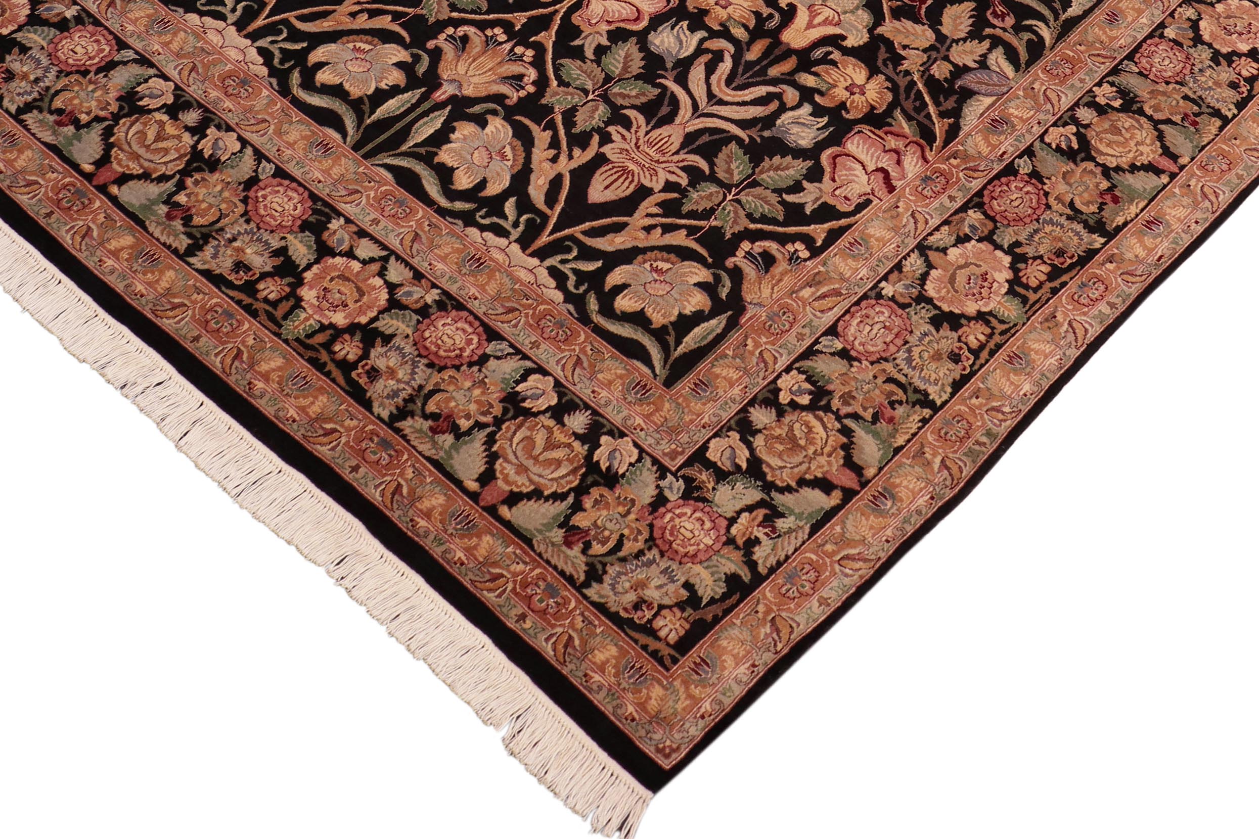 handmade Transitional Lily Black Red Hand Knotted RECTANGLE 100% WOOL area rug 8x10