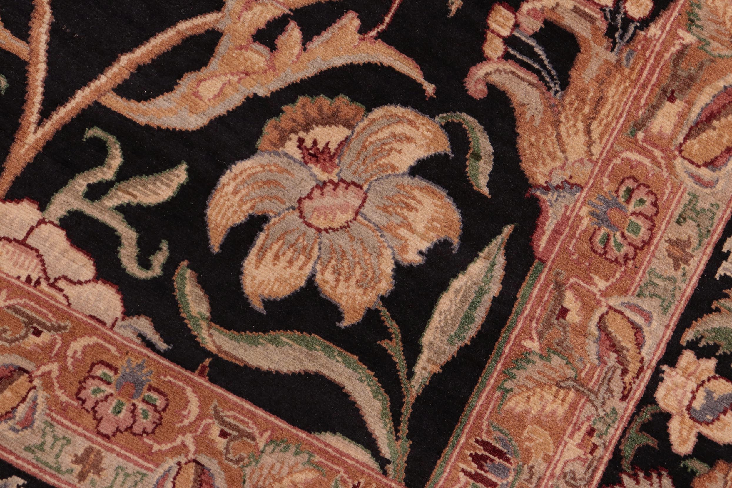 handmade Transitional Lily Black Red Hand Knotted RECTANGLE 100% WOOL area rug 8x10