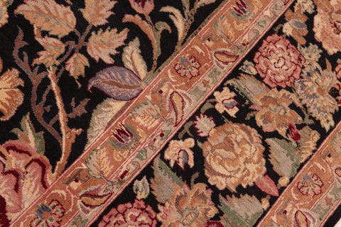 handmade Transitional Lily Black Red Hand Knotted RECTANGLE 100% WOOL area rug 8x10