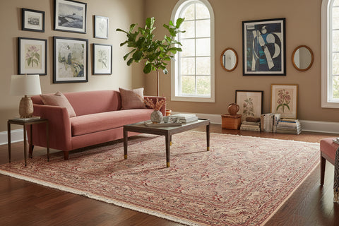handmade Transitional Nagi Beige Red Hand Knotted RECTANGLE 100% WOOL area rug 8x11