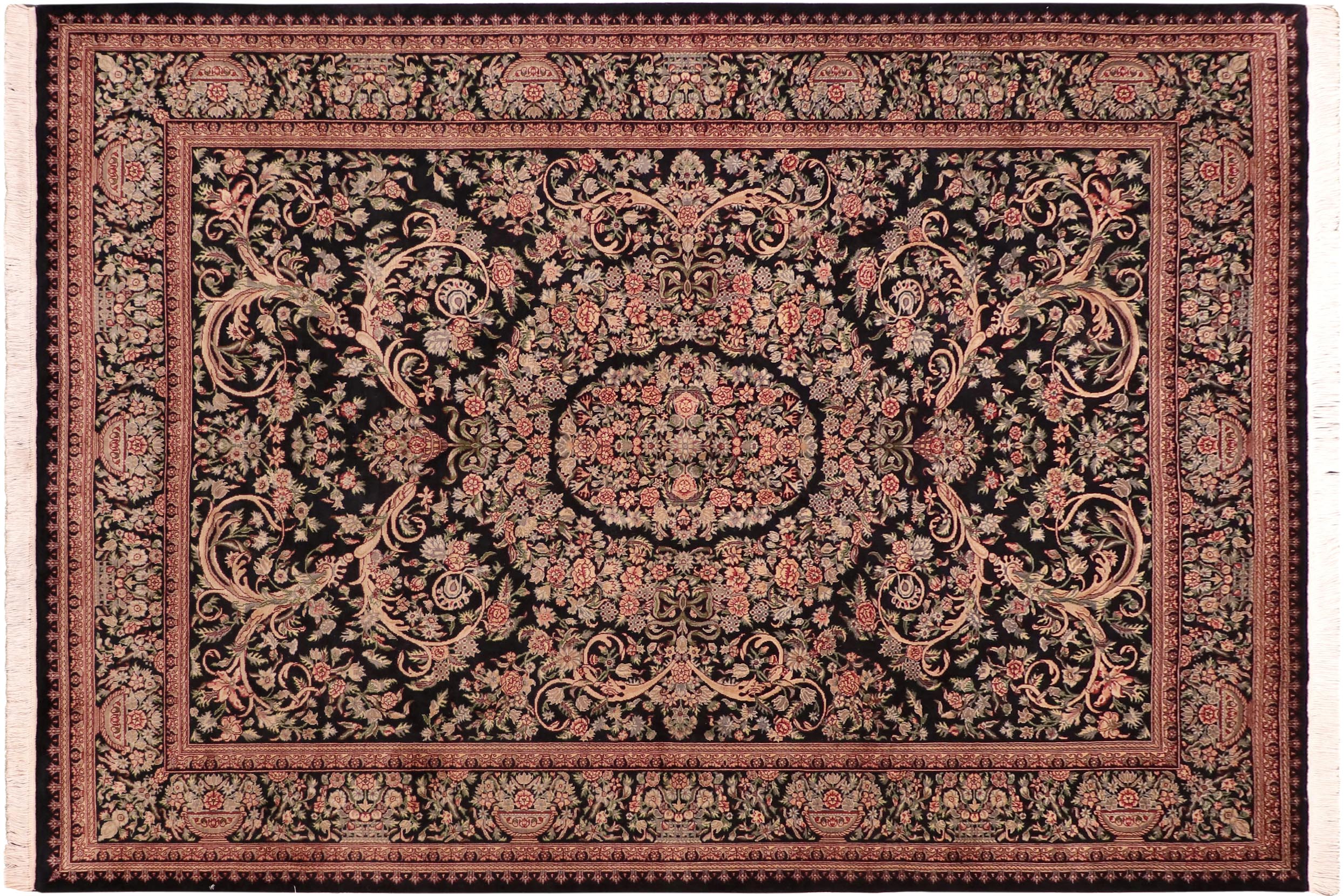 handmade Traditional Tamour Black Beige Hand Knotted RECTANGLE 100% WOOL area rug 8x10