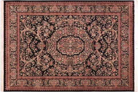 handmade Traditional Tamour Black Beige Hand Knotted RECTANGLE 100% WOOL area rug 8x10