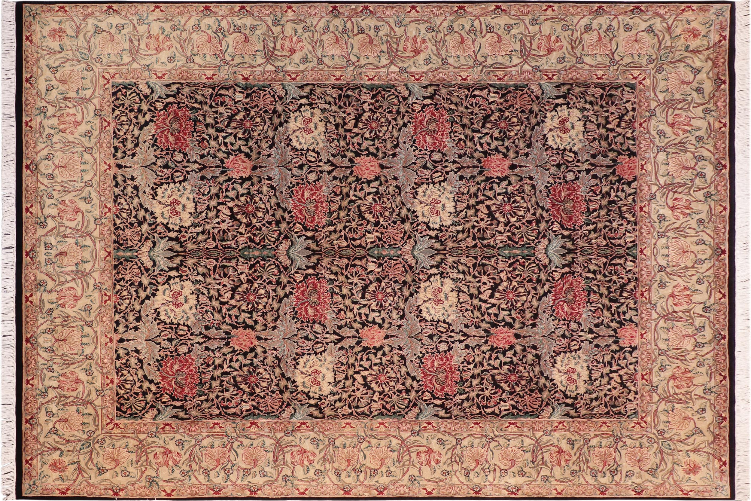 handmade Transitional William Black Beige Hand Knotted RECTANGLE 100% WOOL area rug 8x10