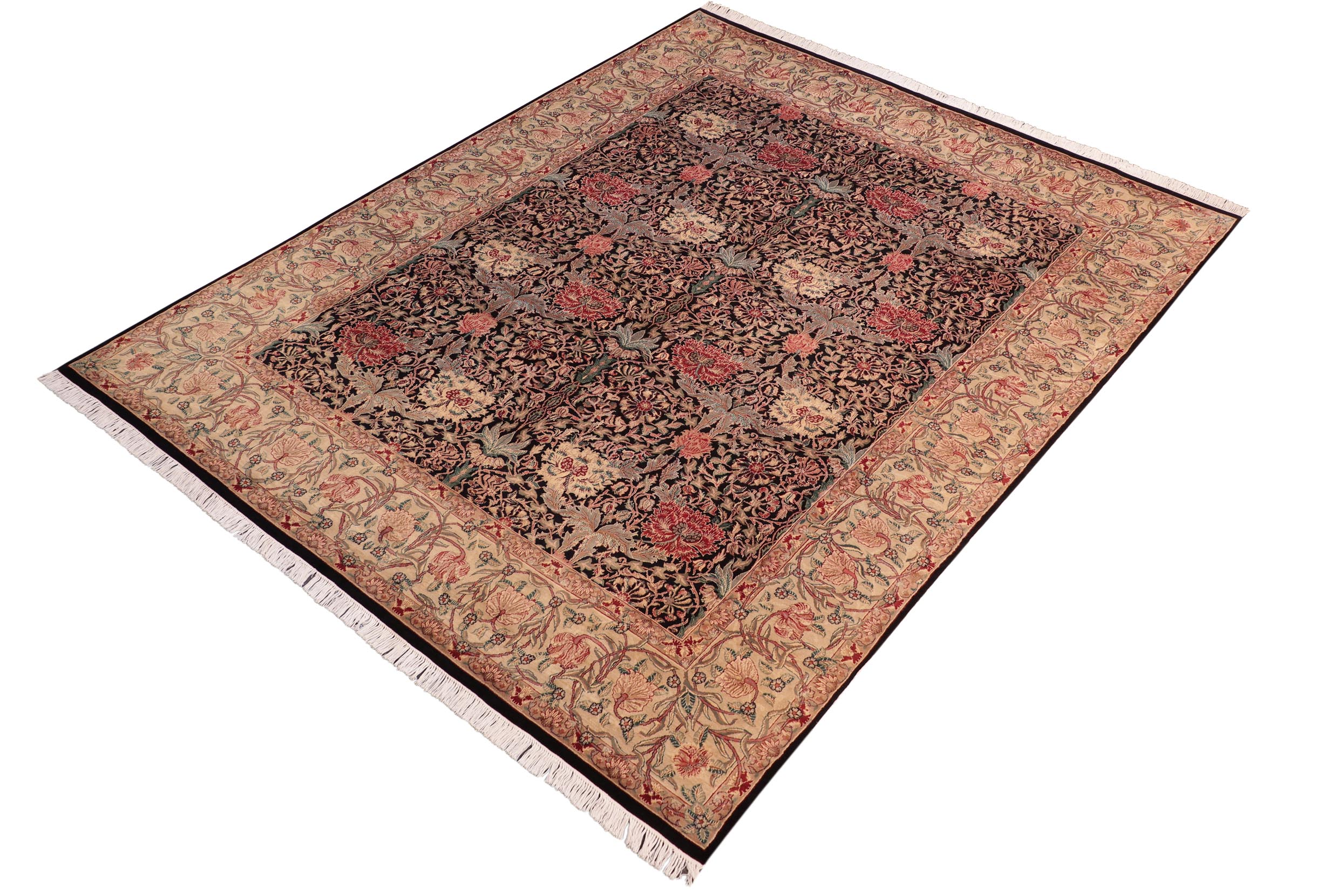 handmade Transitional William Black Beige Hand Knotted RECTANGLE 100% WOOL area rug 8x10