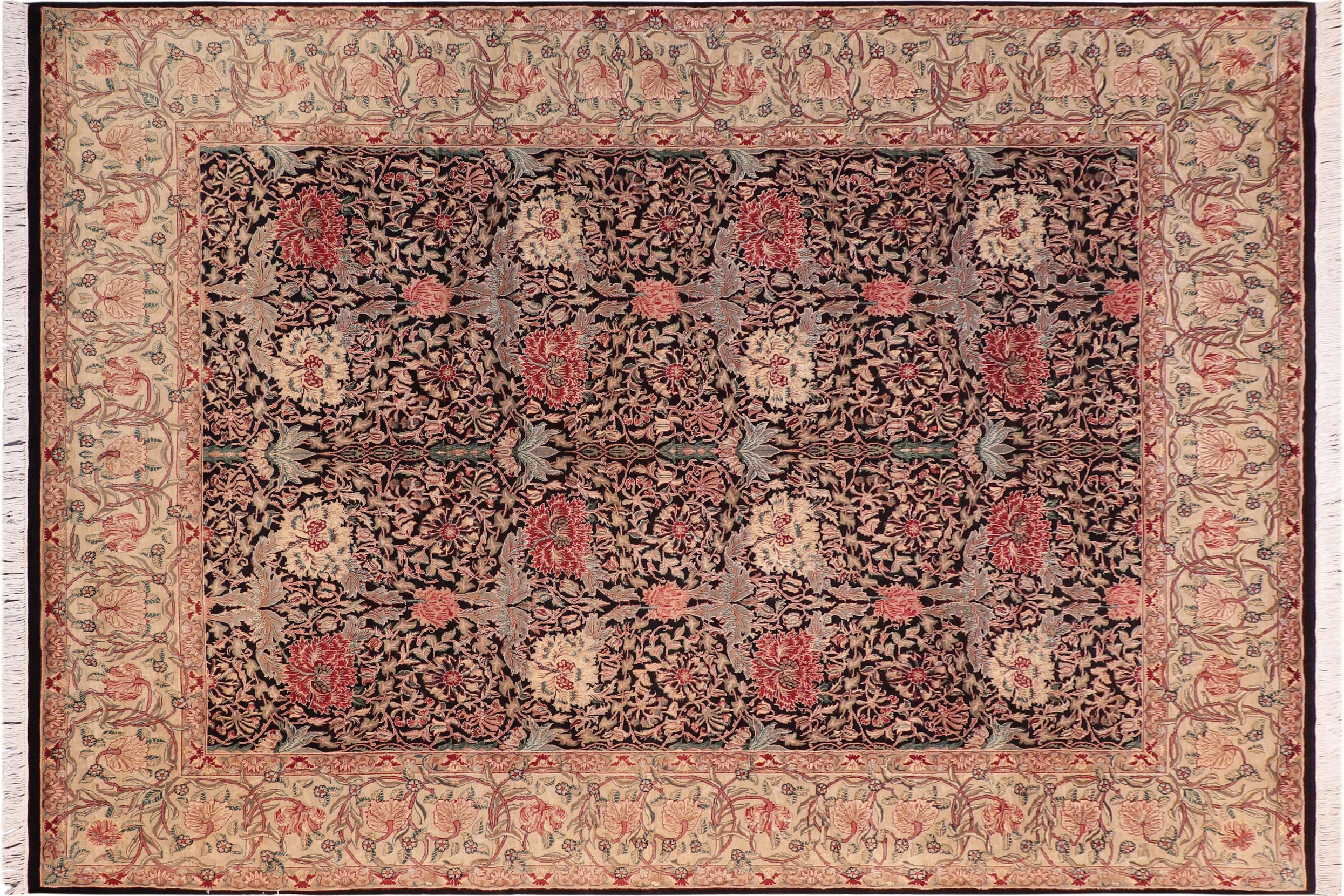 handmade Transitional William Black Beige Hand Knotted RECTANGLE 100% WOOL area rug 8x10