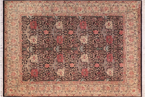 handmade Transitional William Black Beige Hand Knotted RECTANGLE 100% WOOL area rug 8x10