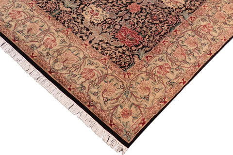 handmade Transitional William Black Beige Hand Knotted RECTANGLE 100% WOOL area rug 8x10