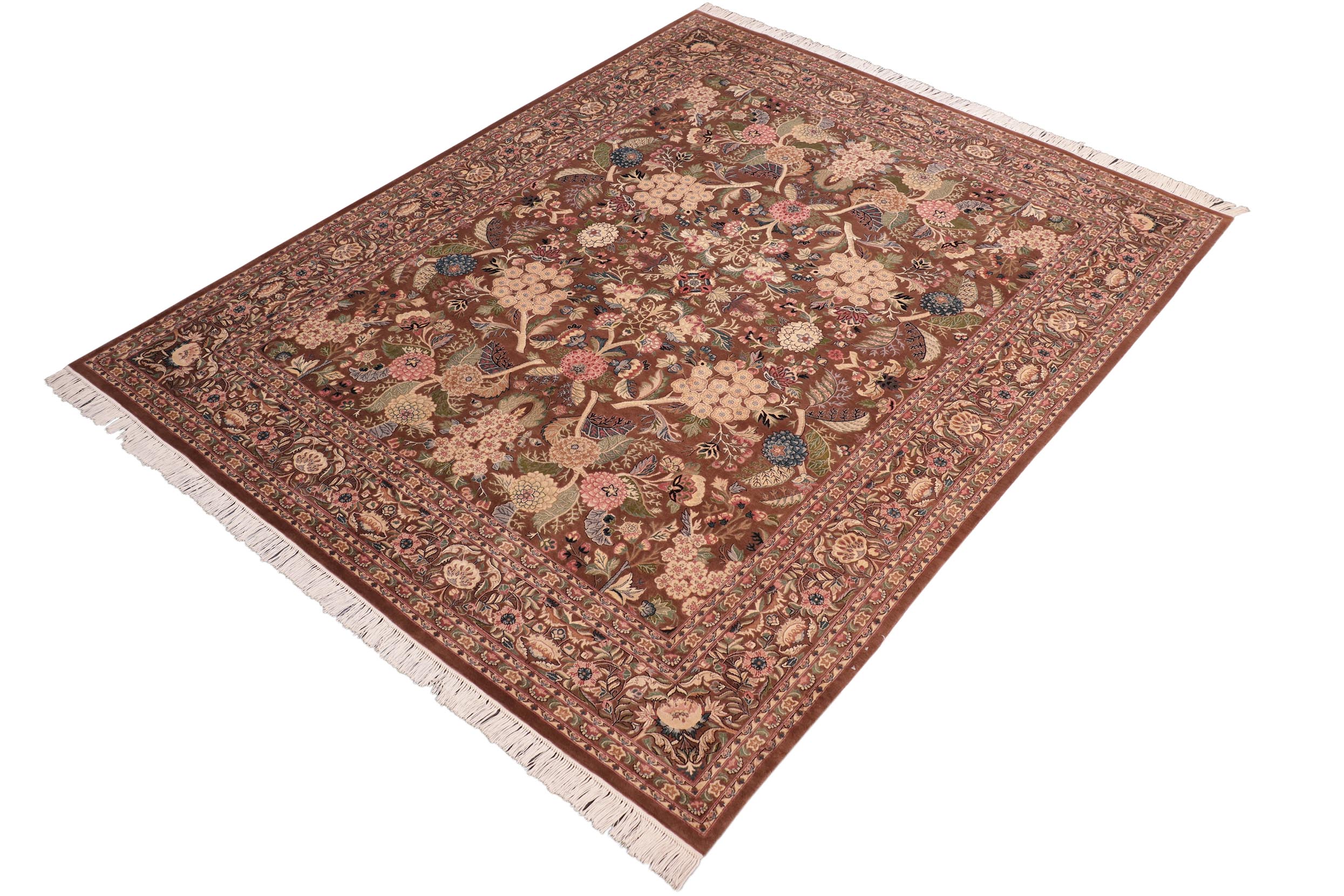 handmade Traditional Nagi Brown Blue Hand Knotted RECTANGLE 100% WOOL area rug 8x10