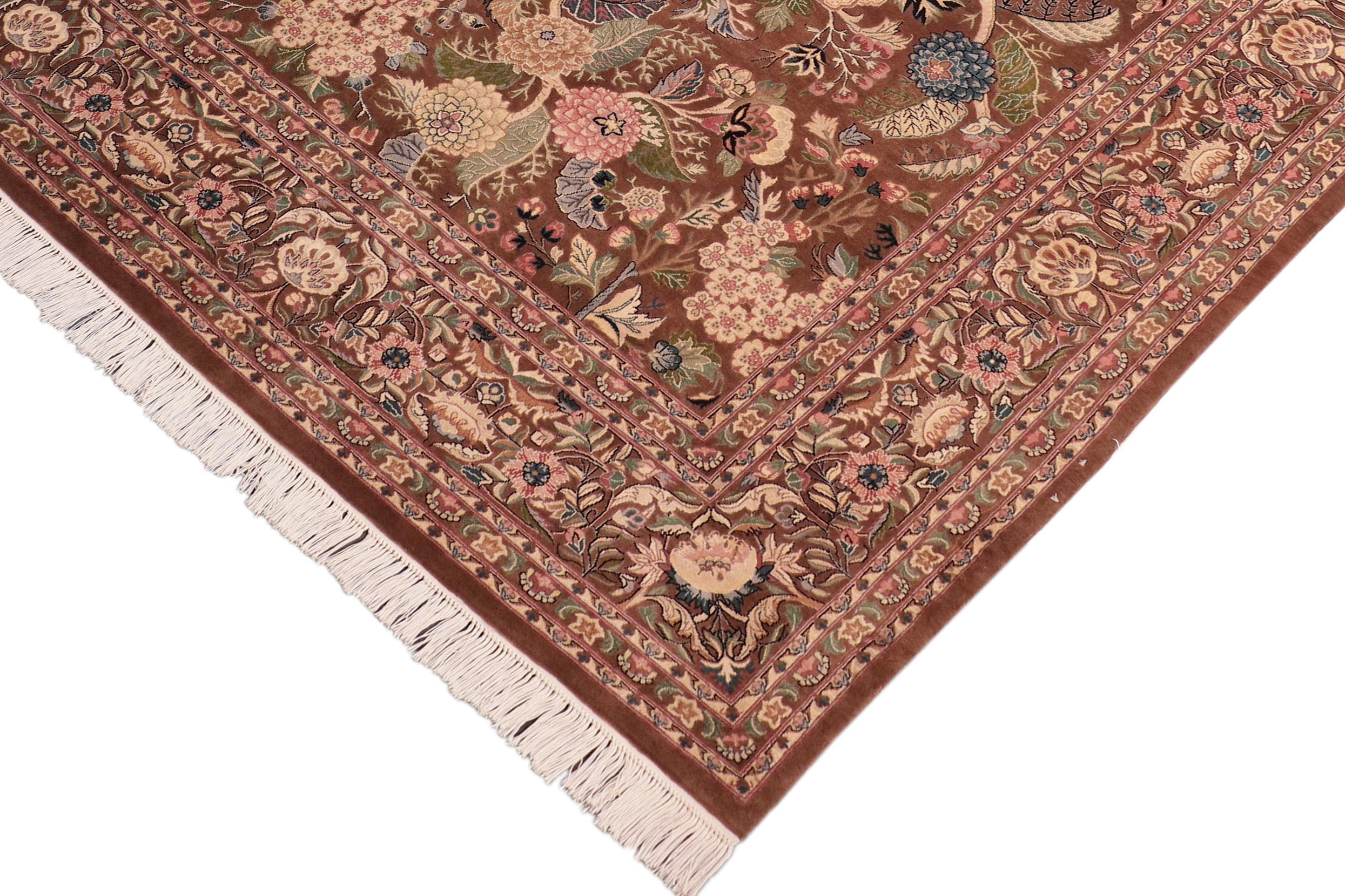 handmade Traditional Nagi Brown Blue Hand Knotted RECTANGLE 100% WOOL area rug 8x10