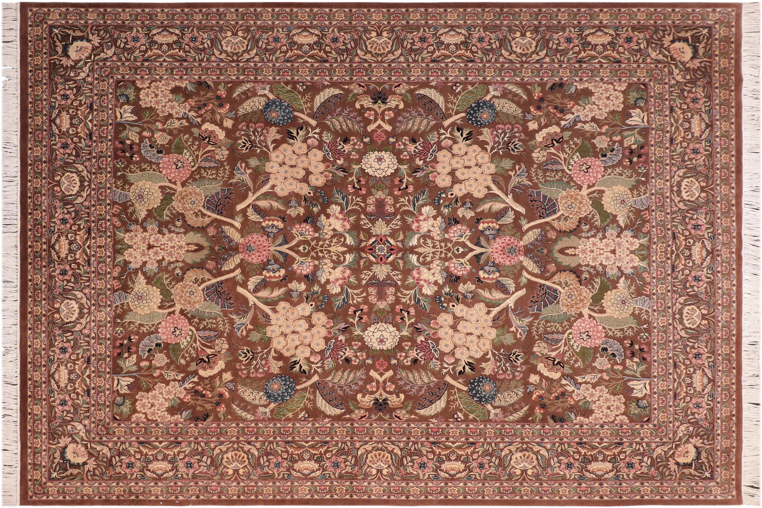 handmade Traditional Nagi Brown Blue Hand Knotted RECTANGLE 100% WOOL area rug 8x10