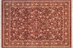 handmade Traditional Kashan Red Gold Hand Knotted RECTANGLE 100% WOOL area rug 8x10