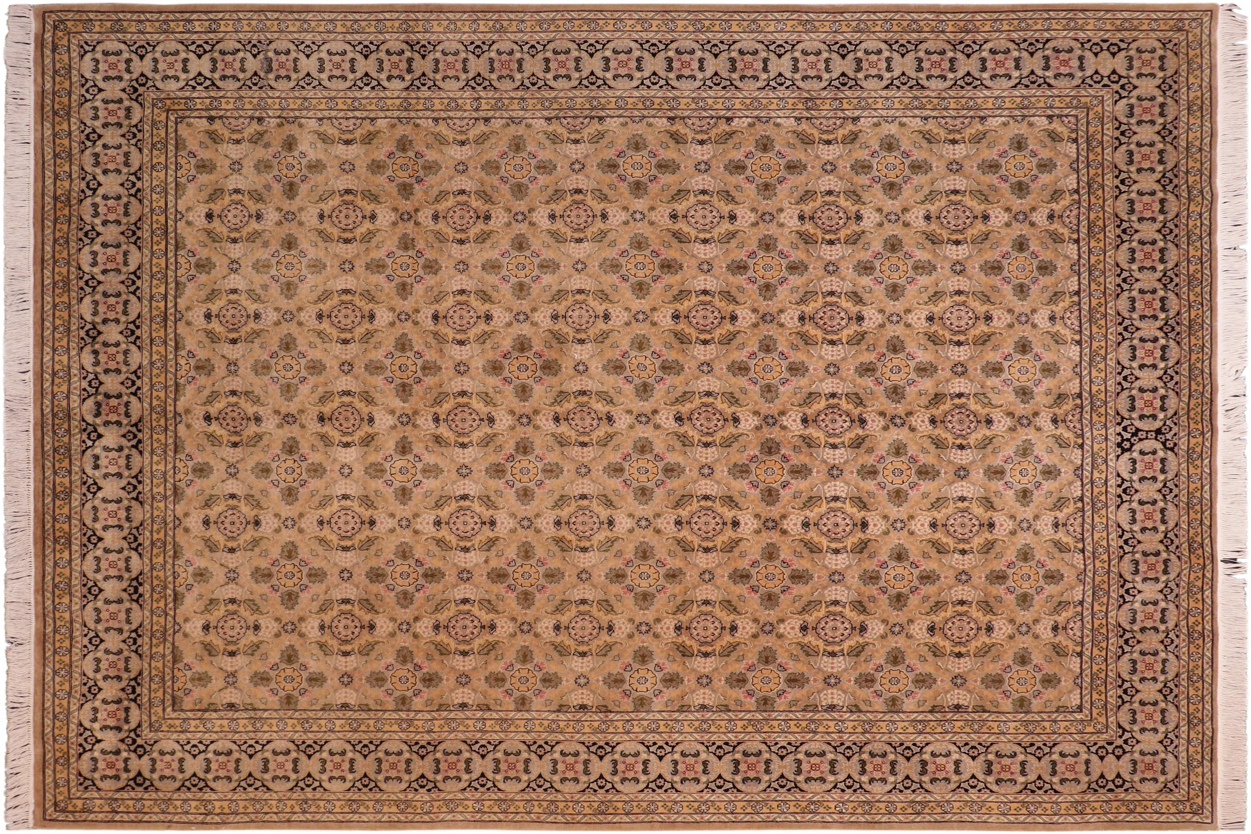 handmade Transitional Gulzar Gold Black Hand Knotted RECTANGLE 100% WOOL area rug 8x10