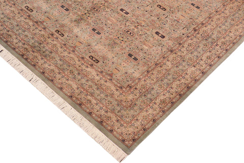 handmade Transitional Razia Green Blue Hand Knotted RECTANGLE 100% WOOL area rug 8x10