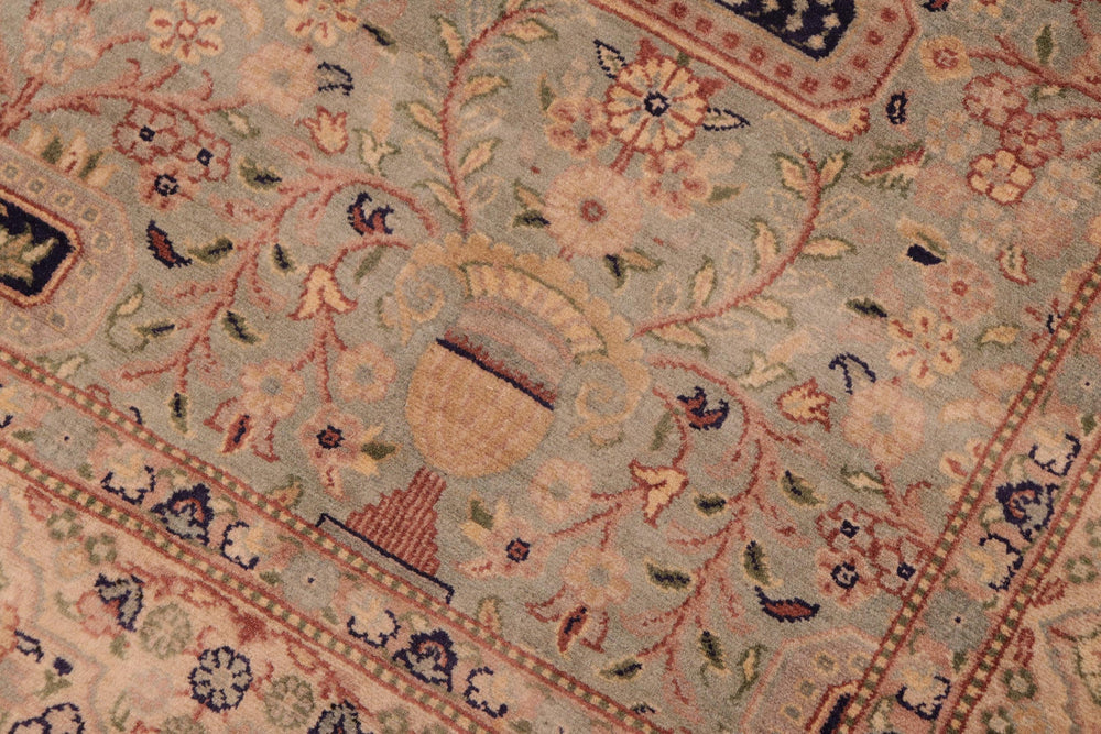 handmade Transitional Razia Green Blue Hand Knotted RECTANGLE 100% WOOL area rug 8x10