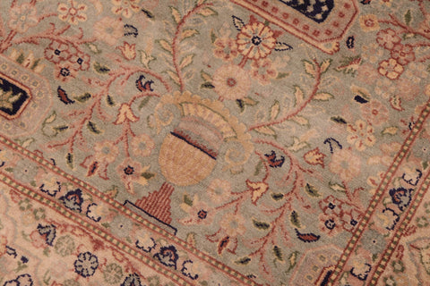 handmade Transitional Razia Green Blue Hand Knotted RECTANGLE 100% WOOL area rug 8x10