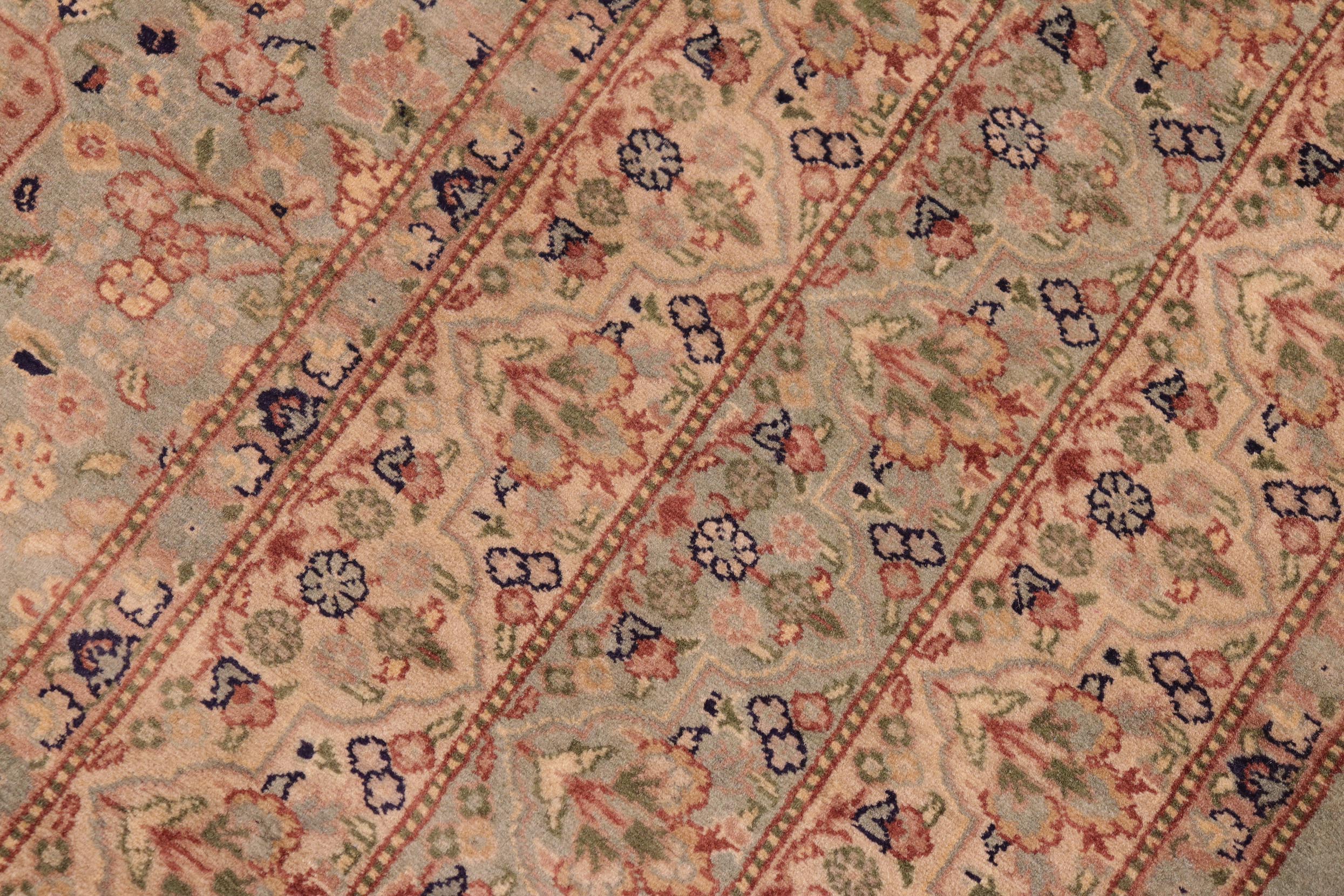handmade Transitional Razia Green Blue Hand Knotted RECTANGLE 100% WOOL area rug 8x10