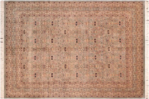 handmade Transitional Razia Green Blue Hand Knotted RECTANGLE 100% WOOL area rug 8x10