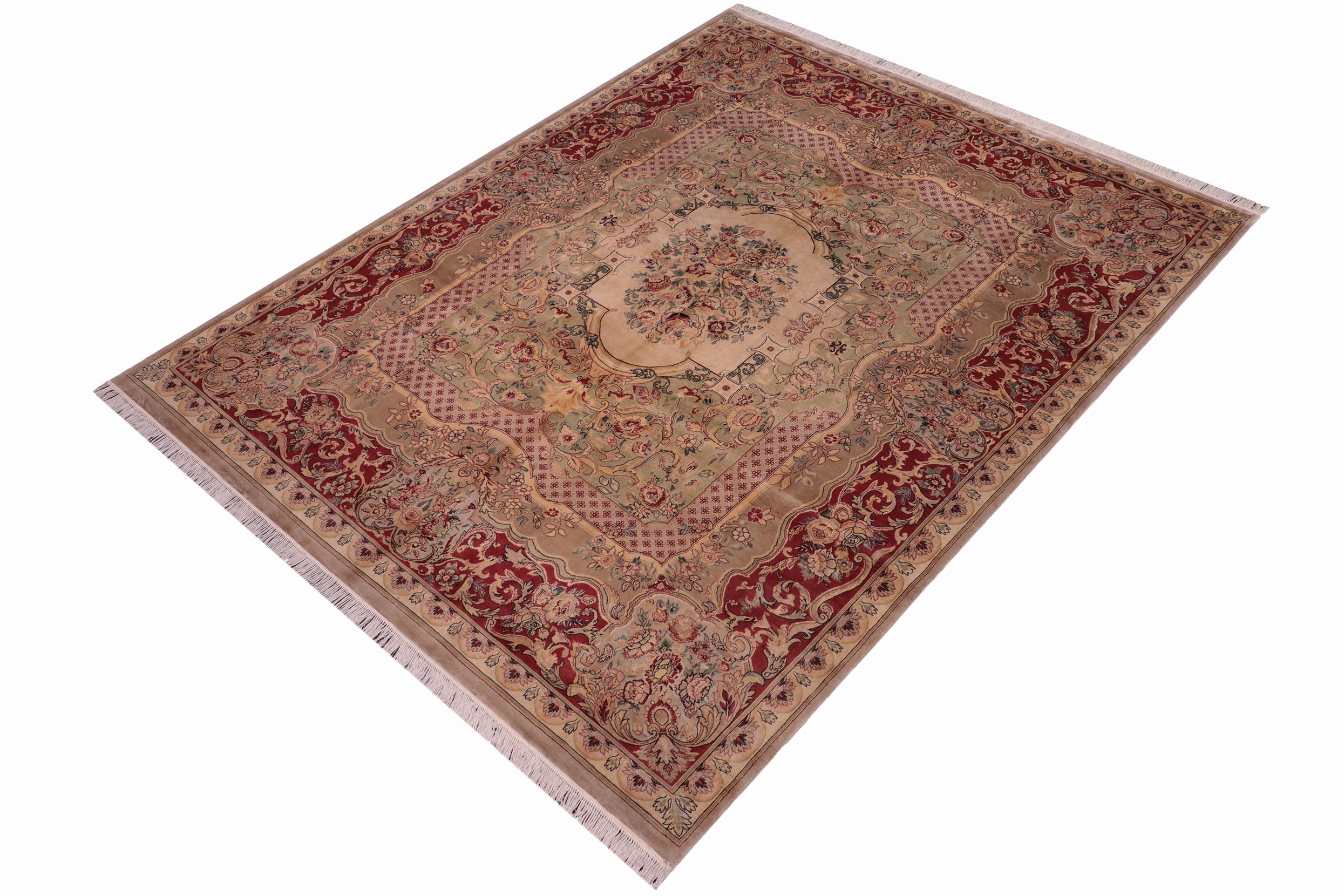 handmade Traditional Haider Lt. Green Lt.red Hand Knotted RECTANGLE 100% WOOL area rug 8x10