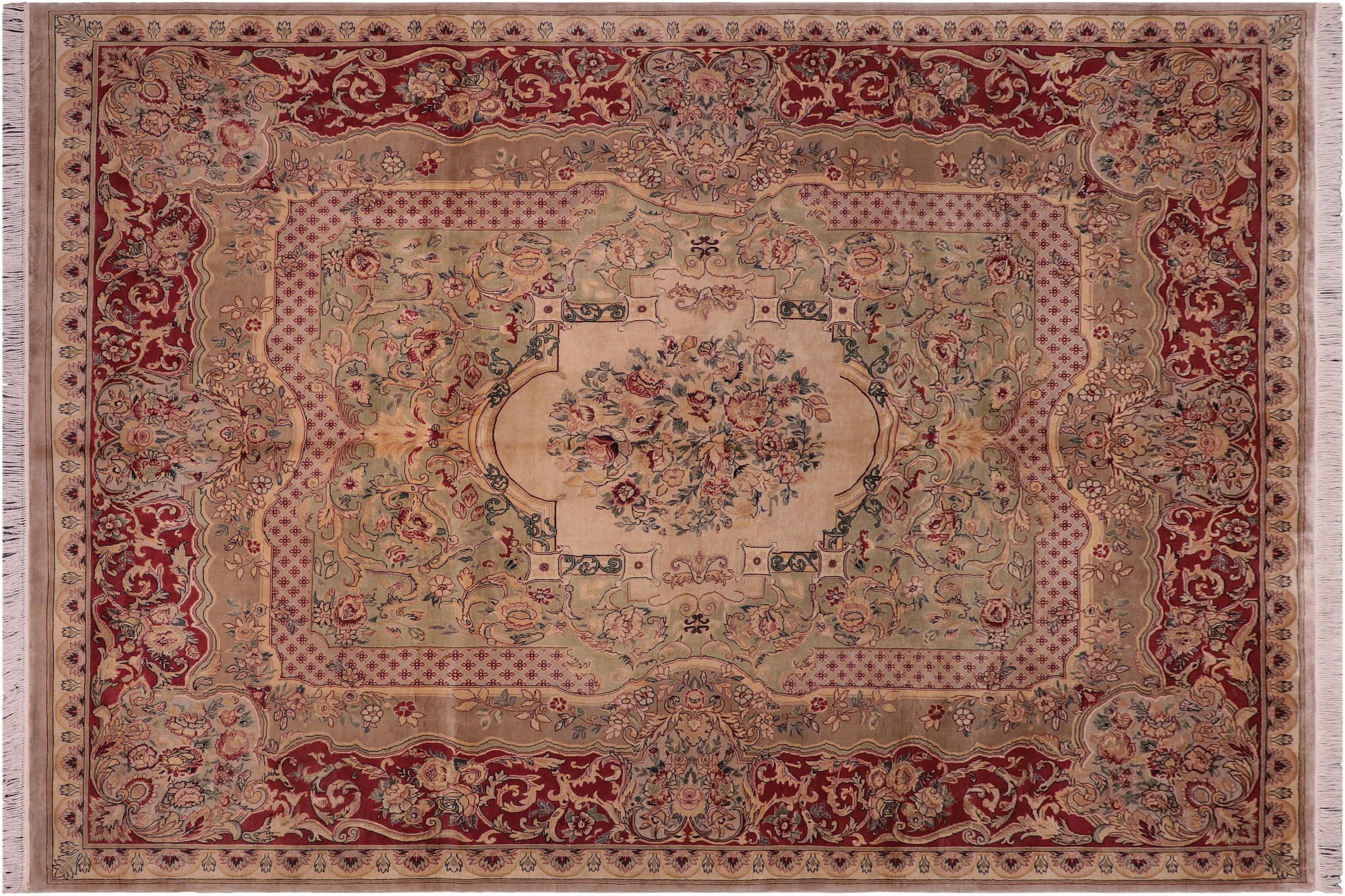handmade Traditional Haider Lt. Green Lt.red Hand Knotted RECTANGLE 100% WOOL area rug 8x10